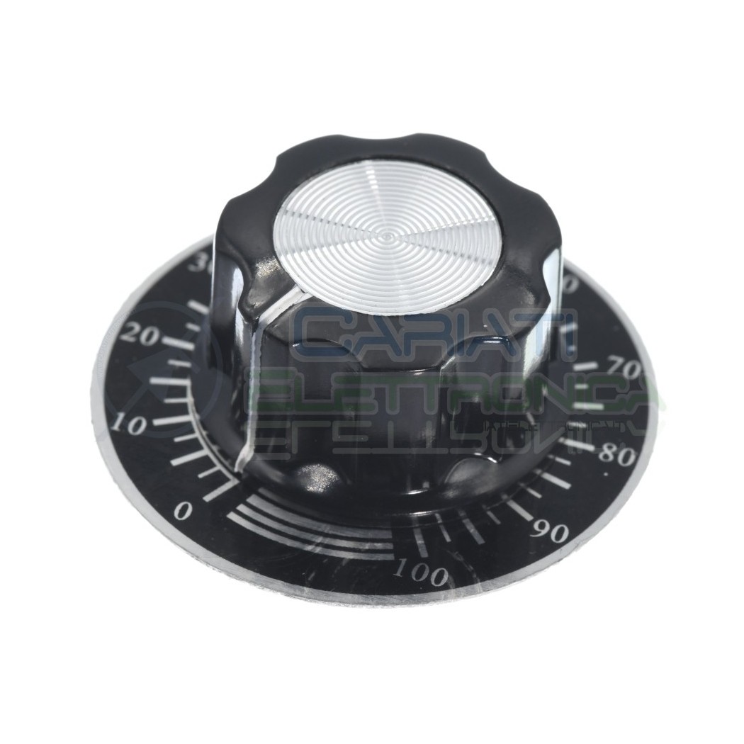 Manopola asse 6mm 27x15mm con quadrante numerato potenziometro pomello knob audioGenerico