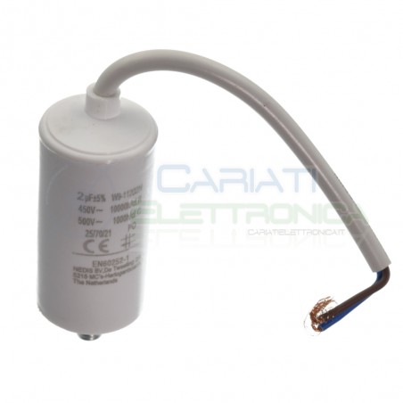 Condensatore elettrico 2 uF 2uF 450V Capacitore avvio motore pompa elettropompa Generico