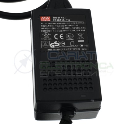 Alimentatore switching 15V 1.2A 18W 230Vac ES18A15-P1J MEAN WELL Mean Well