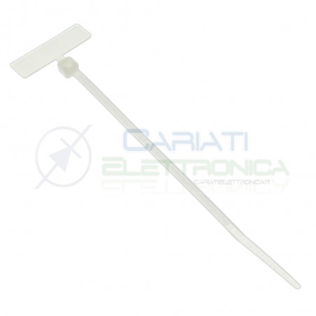25 Pezzi Fascette 100x2,5mm Bianche con Targhetta Marcatore Generico