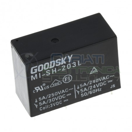 Relè relay Goodsky Bobina 3V MI-SH-203L DPDT per pcb doppio contatto 5AGoodsky