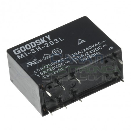 Relè relay Goodsky Bobina 3V MI-SH-203L DPDT per pcb doppio contatto 5AGoodsky