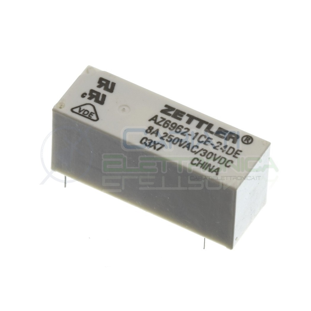 Relè relay Zettler Bobina 24V AZ6962-1CE-24DE SPDT per pcb singolo contatto 8A Zettler