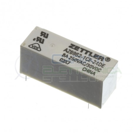 Relè relay Zettler Bobina 24V AZ6962-1CE-24DE SPDT per pcb singolo contatto 8A Zettler