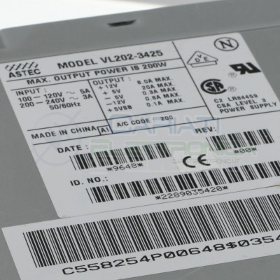 Power supply TX Astec VL202-3425 220V 200Watt out 12V 8A e 5V 20A