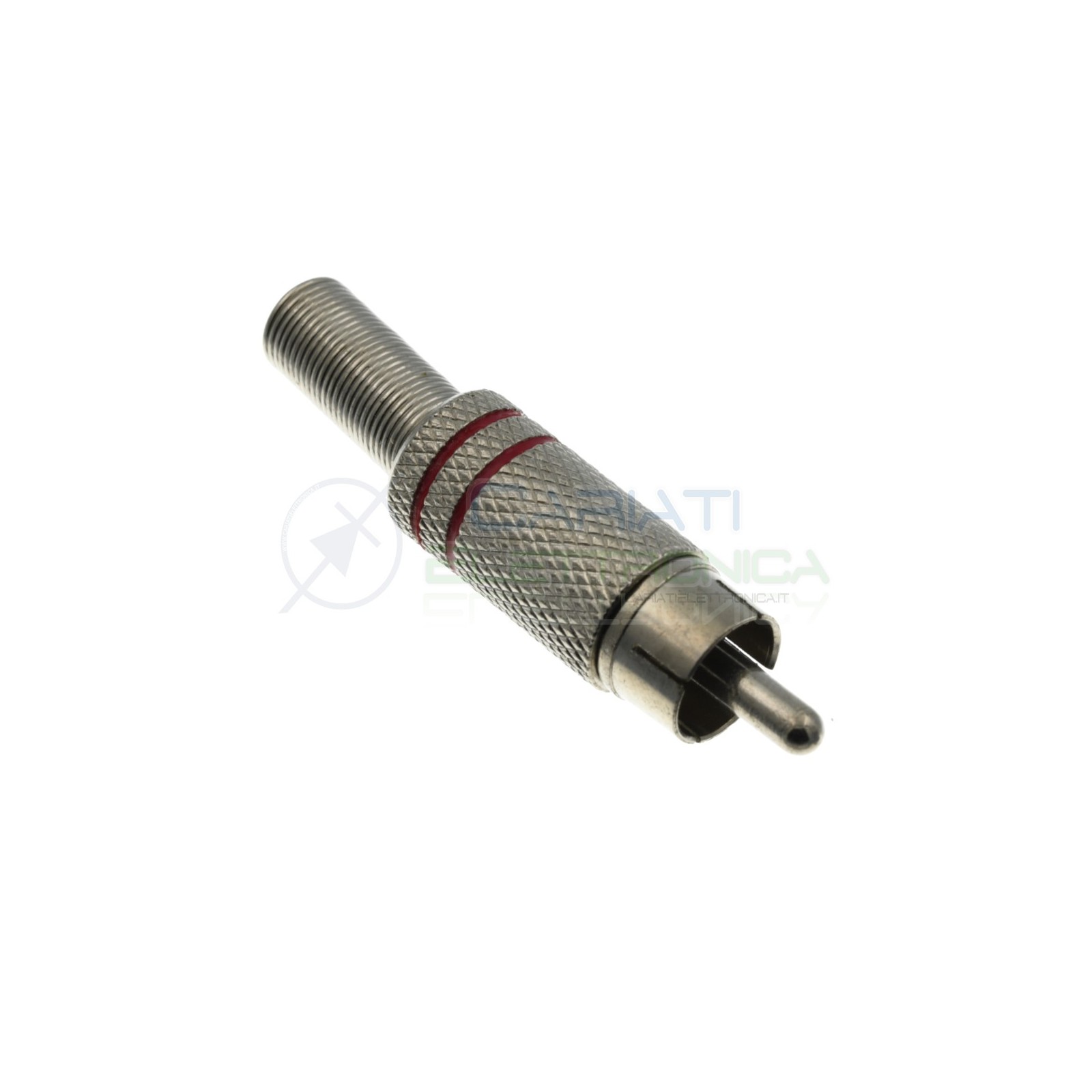 Presa Rca Maschio volante in metallo nichelato Rossa con molla guidacavo