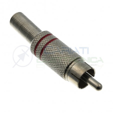 Presa Rca Maschio volante in metallo nichelato Rossa con molla guidacavo