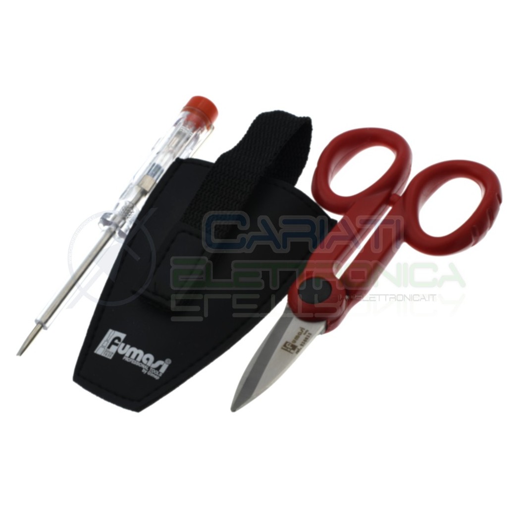 Kit forbice da elettricista professionale con cercafase e astuccio marca FumasiFumasi