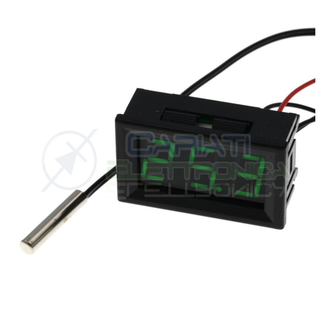 MINI TERMOMETRO DIGITALE da PANNELLO LED VERDE -20 a +100℃ NTC DC auto camper