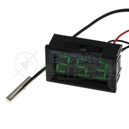 MINI TERMOMETRO DIGITALE da PANNELLO LED VERDE -20 a +100℃ NTC DC auto camper