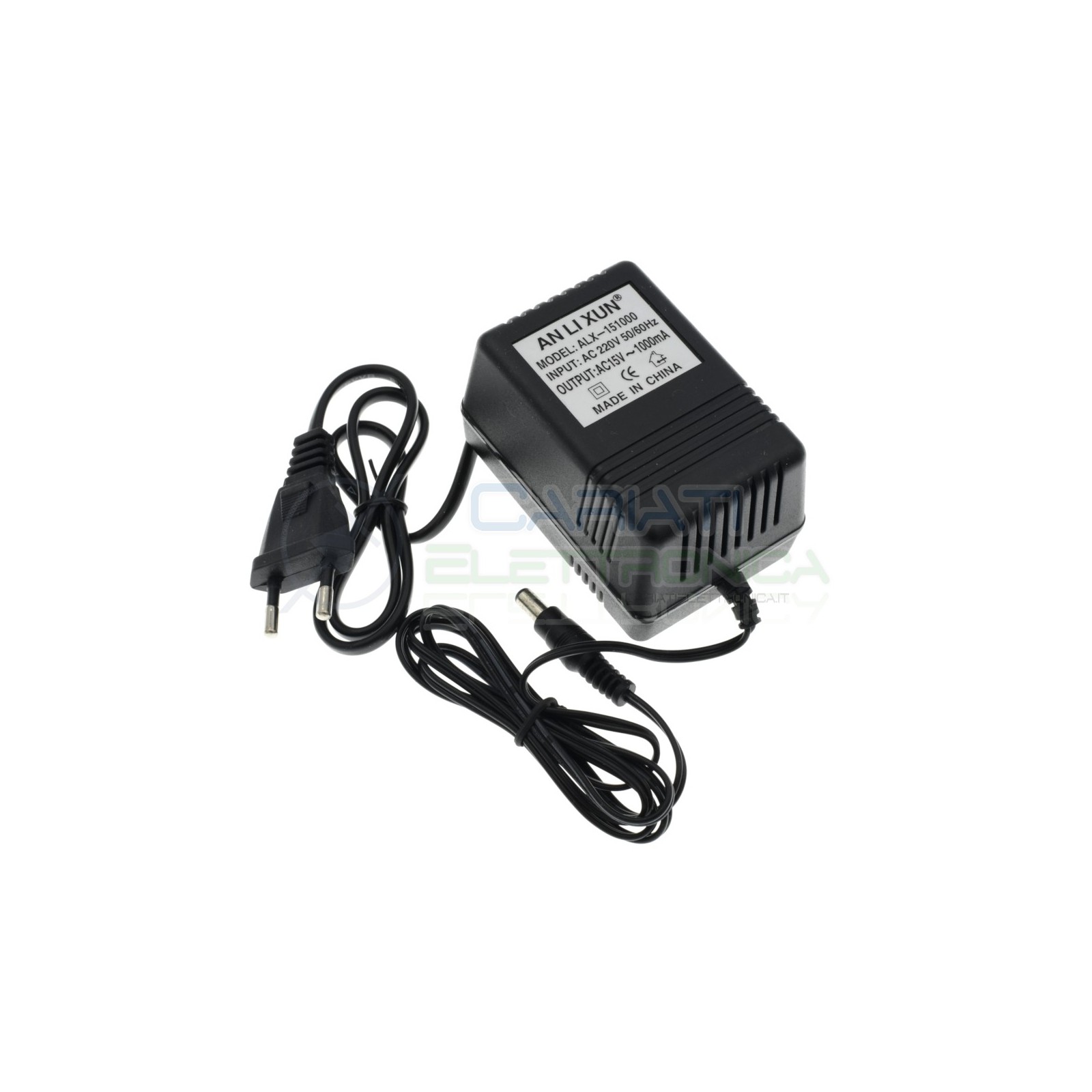 Alimentatore con uscita 15V Ac 1A ingresso 230Vac e plug 2.1/5.5mmGenerico