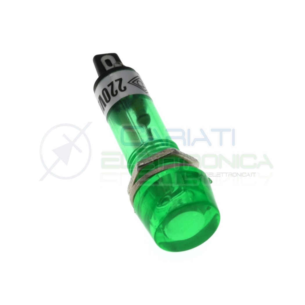 Spia di segnalazione luminosa Verde 220V 220Vac da pannello foro 10mm Generico