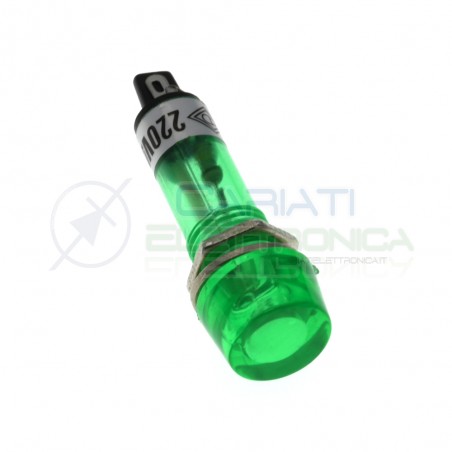 Spia di segnalazione luminosa Verde 220V 220Vac da pannello foro 10mm Generico