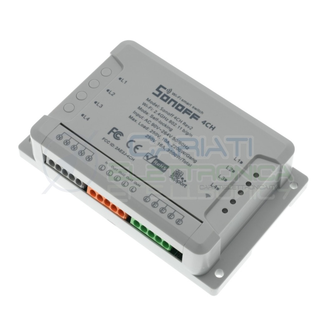 Sonoff 4ch R2 Centrale domotica con 4 interruttori pulsanti WiFi comando APP Sonoff