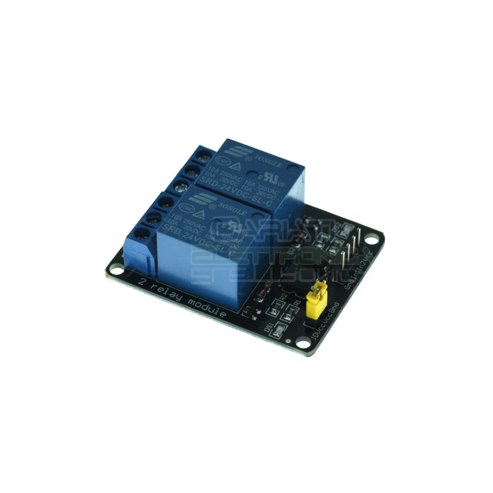 MODULO SCHEDA RELE' 2 CANALI OPTOISOLATO 10A 250V ARDUINO SHIELD 24Vdc Generico