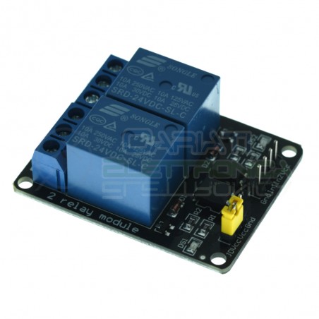 MODULO SCHEDA RELE' 2 CANALI OPTOISOLATO 10A 250V ARDUINO SHIELD 24Vdc Generico