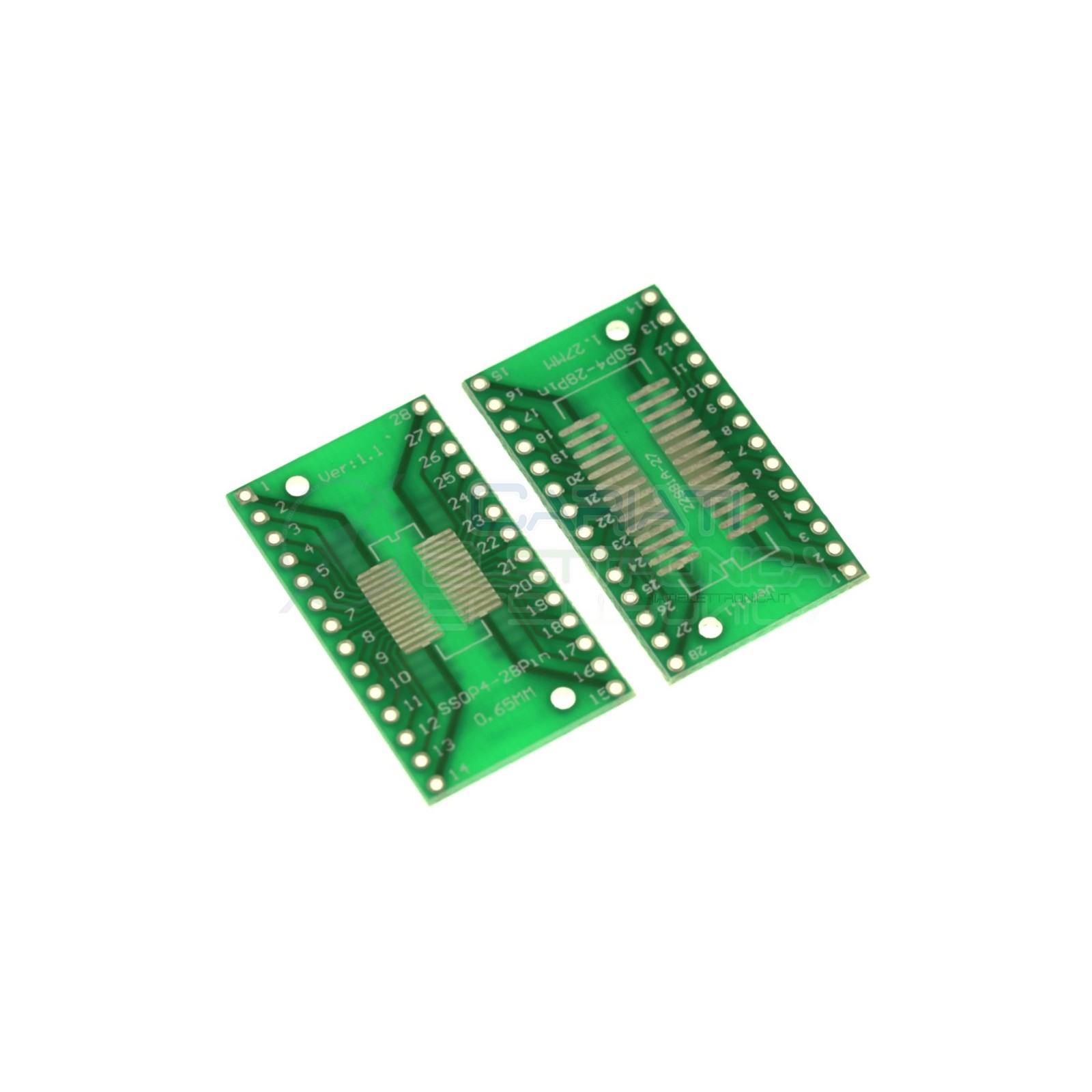 2 pezzi adattatore Basetta Test PCB SOP28 TSSOP28 SSOP28 SMD a DIP28 28pin Generico
