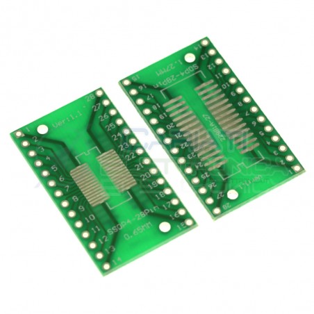 2 pezzi adattatore Basetta Test PCB SOP28 TSSOP28 SSOP28 SMD a DIP28 28pin Generico
