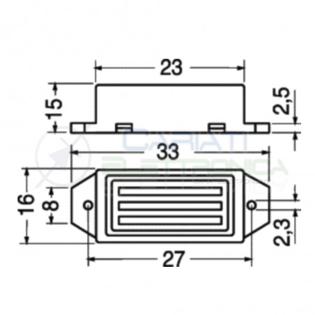 Cicalino Buzzer 24V dc rettangolare con oscillatore integrato e cavo Kepo