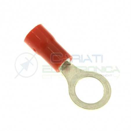 10 pezzi Capicorda ad occhiello M4 0.25-1.5mmq Rosso foro 4.3mm isolato AWG 22-16 Cembre