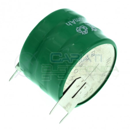 Batteria Tampone Pc Ricaricabile NI-Mh 3,6V 250mAh a Saldare Per Circuiti Stampati con terminaliExtracell