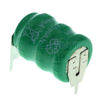 Batteria Tampone Pc Ricaricabile NI-Mh 3,6V 40mAh a Saldare Per Circuiti Stampati con terminaliExtracell