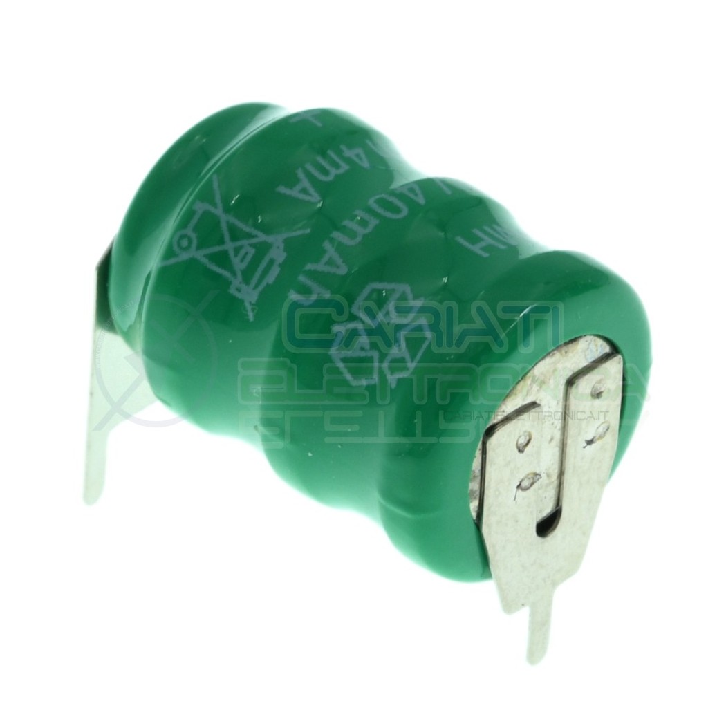 Batteria Tampone Pc Ricaricabile NI-Mh 3,6V 40mAh a Saldare Per Circuiti Stampati con terminaliExtracell