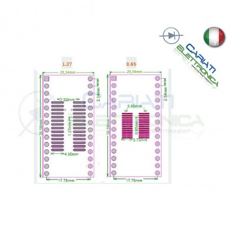 2 pezzi adattatore Basetta Test PCB SOP28 TSSOP28 SSOP28 SMD a DIP28 28pin Generico
