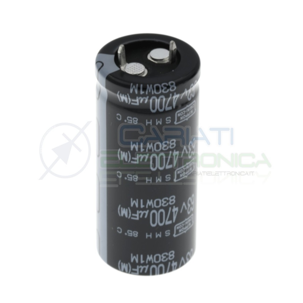 Condensatore elettrolitico Snap in 4700uF 4700 uF 63V 85°C 25 x 40mmNippon Chemi-con