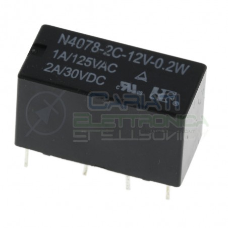 Relè Doppio Scambio N4078-2C-12V-0.2W 12Vdc 12V DPDT 2A HONGFA RELAY