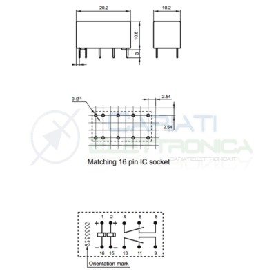 Relè Bistabile Hongfa HDF2/012-S-L2 DPDT Bobina 12V corrente max 2AHONGFA RELAY