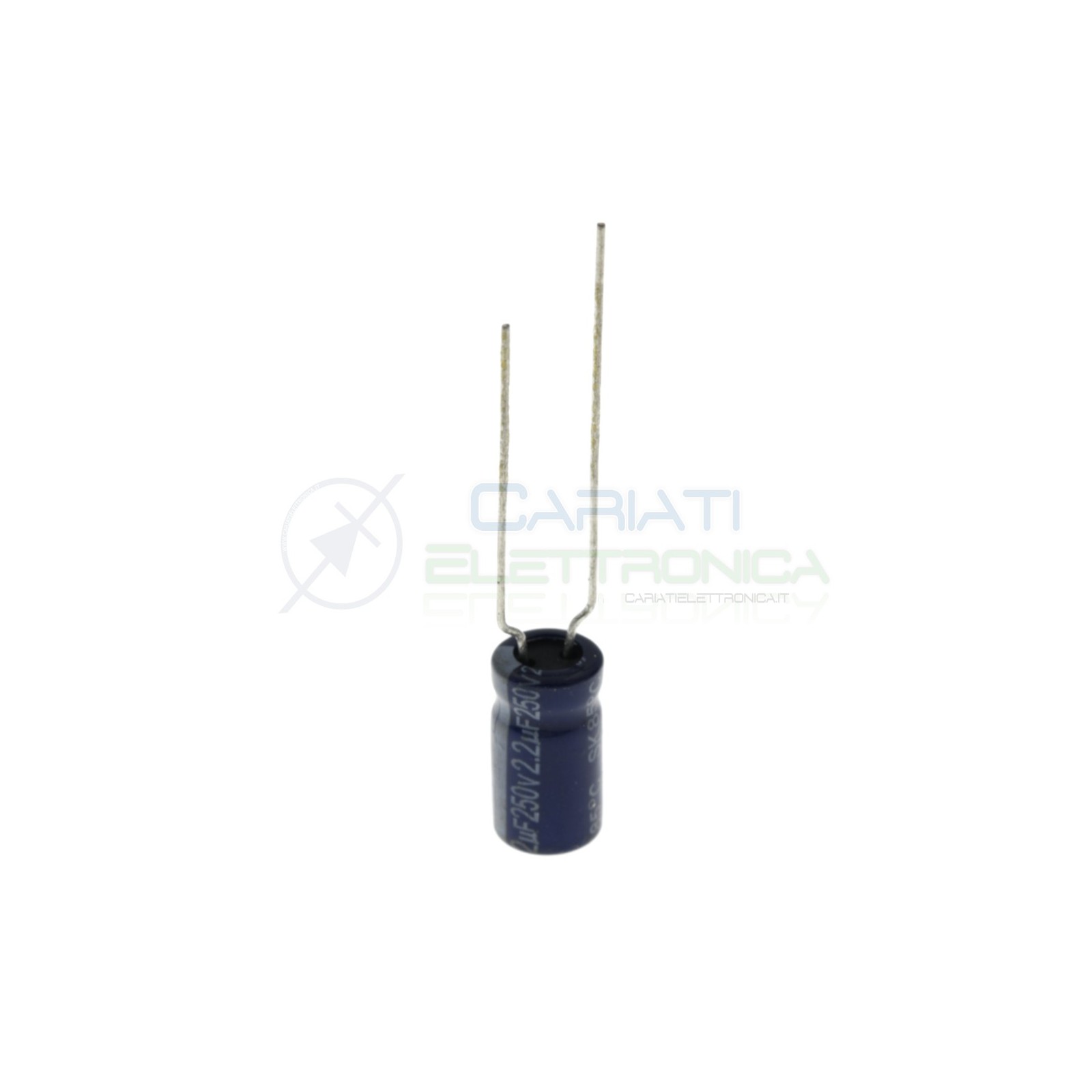 10 Pezzi Condensatore Elettrolitico 2,2uF 2,2 uF 250V 85° 6x11 mm Passo 5mm Yageo