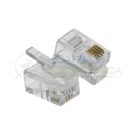 10 Pezzi connettore rj10 spina telefonica a 4 Poli Pin 4P/4C TP44 Generico
