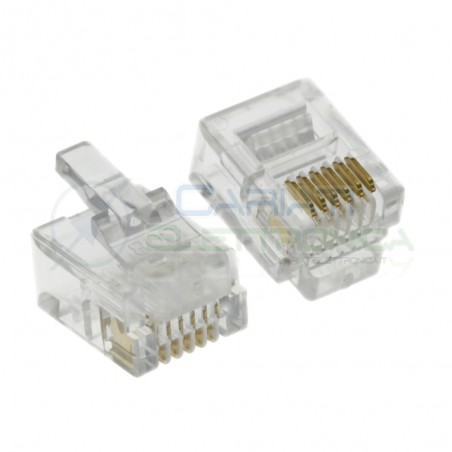 10 Pezzi connettore rj10 spina telefonica a 6 Poli Pin 6P/6C TP66Generico