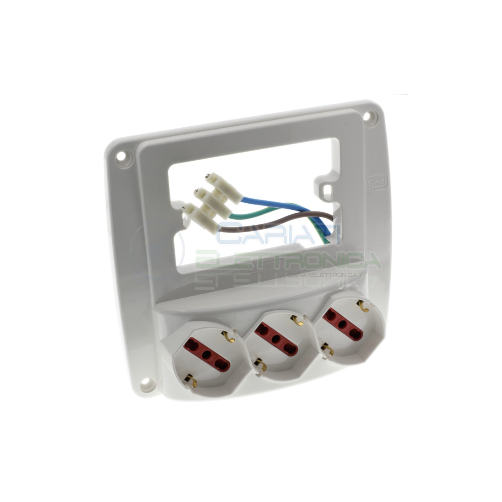 Multipresa da Parete 3 Posti Schuko Bianca Rosi Emilia Smart 10/16A
