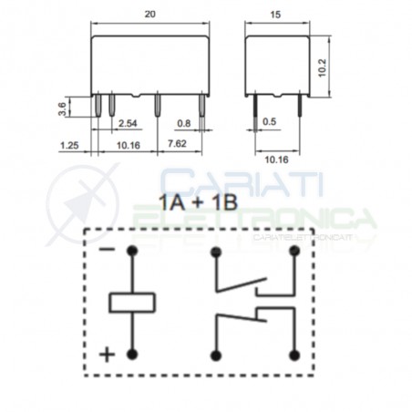 Relè Bistabile Hongfa HFE7 12-1HD-L2 DPST Bobina 12V corrente max 8A HONGFA RELAY