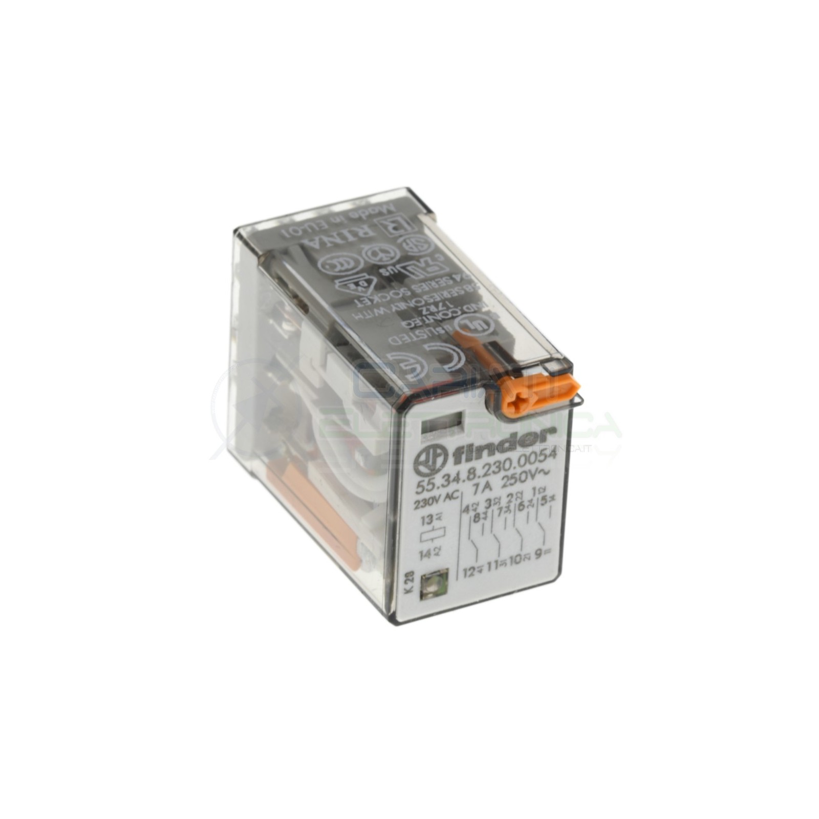 Relè Finder serie 55 7A 4PDT Bobina 230V ac 55.34.8.230.0054 14 pin Finder