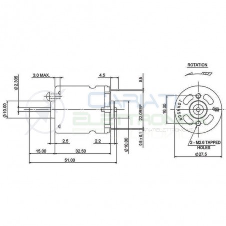 Motore motorino elettrico 52x28mm Tensione 12V - 24V Generico