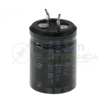 1 Pezzo Condensatore elettrolitico 100uF 100 uF 385V 85°C 35x22mm Generico