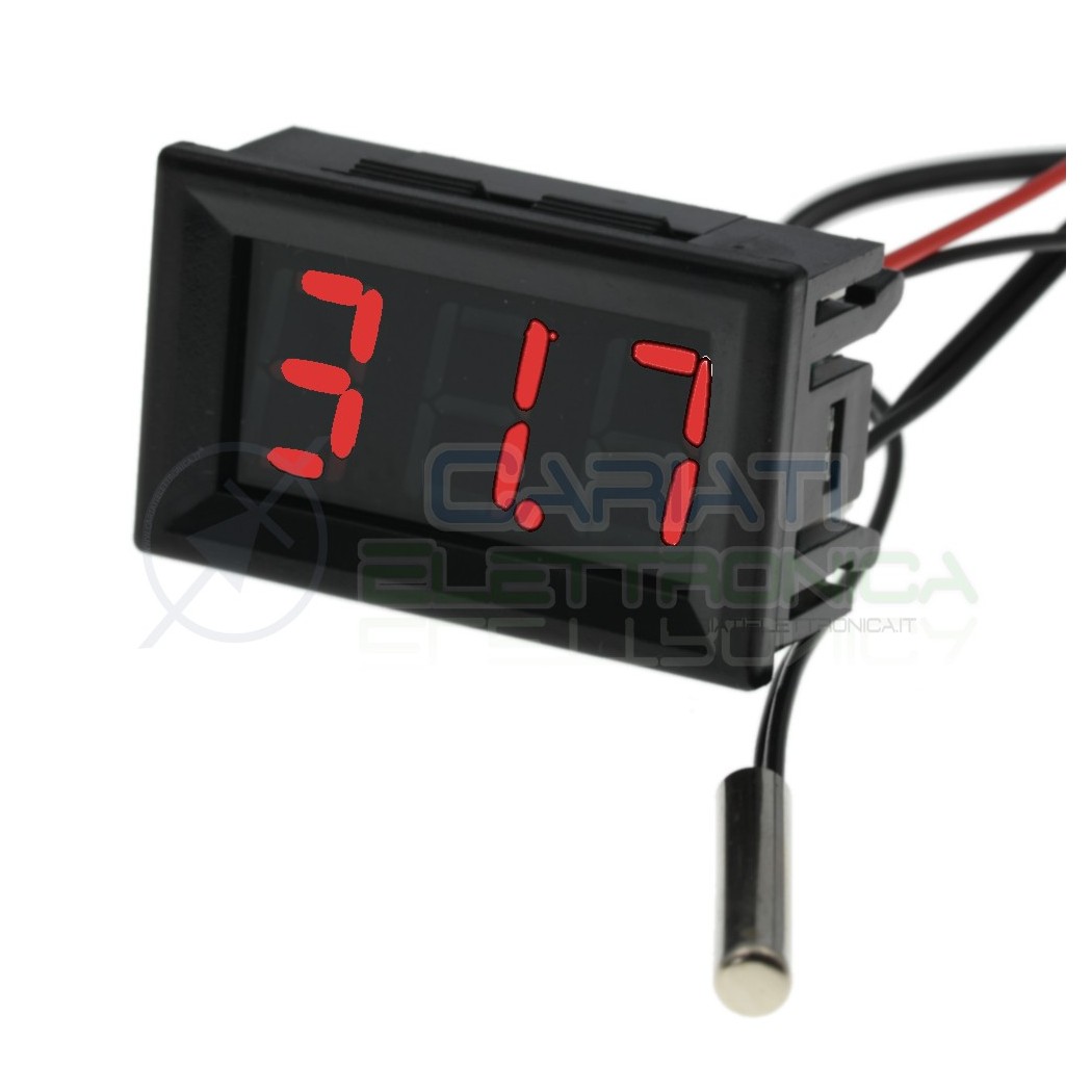 MINI TERMOMETRO DIGITALE da PANNELLO LED ROSSO -20 a +100℃ NTC DC auto camperGenerico