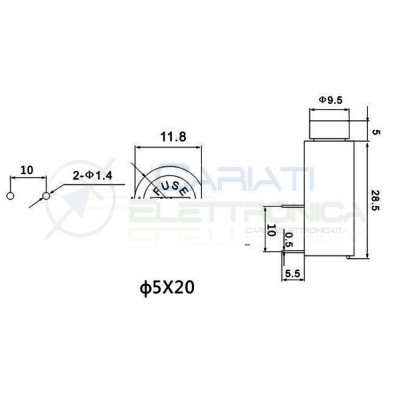 copy of PORTAFUSIBILE PER FUSIBILE 5X20 IN VETRO O CERAMICO PCB PORTA