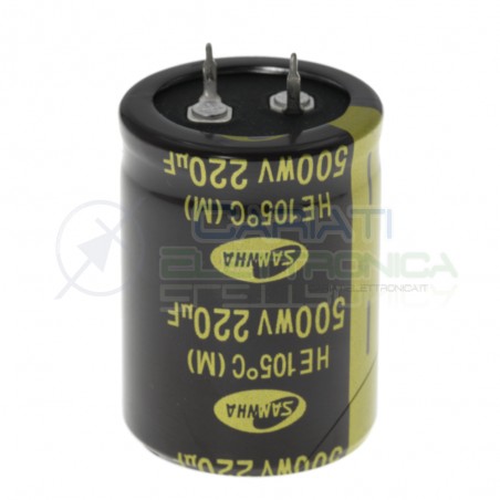 Condensatore elettrolitico Samwha Snap-in 220 uF 220uF 500V 105°C 30x40mm Samwha