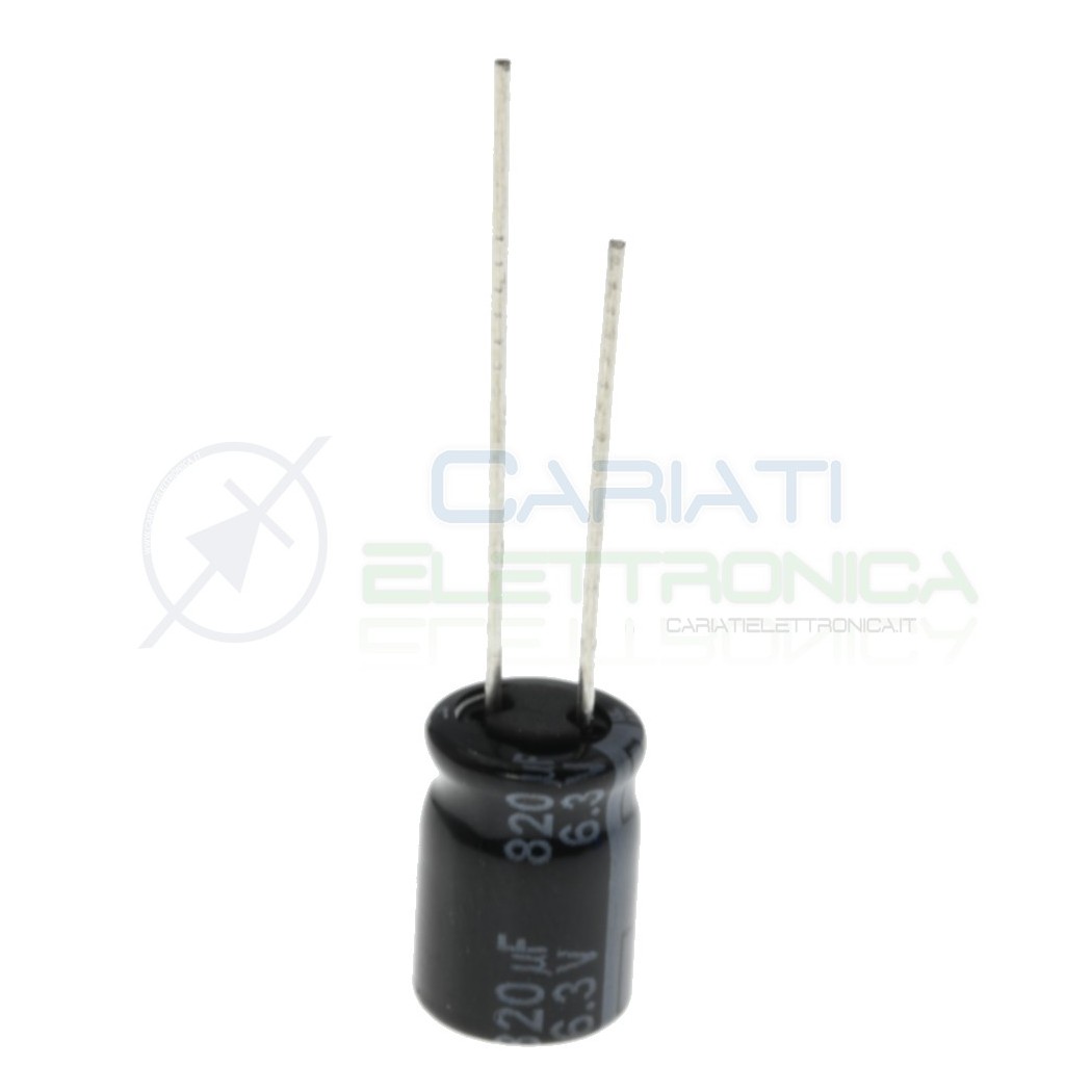 Condensatore elettrolitico 820uF 820 uF 6,3V 105° 8X11,5 mm Passo 3,5mm Panasonic