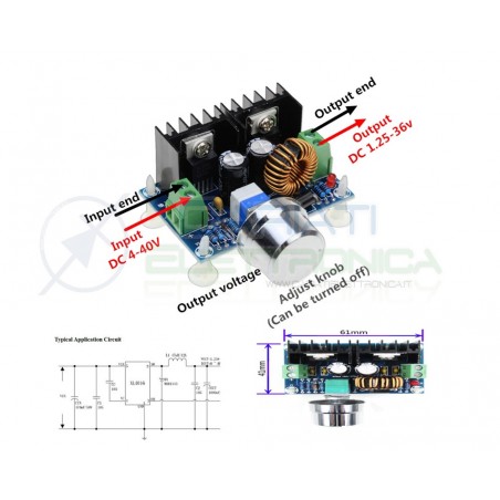 Alimentatore Convertitore Regolatore Step-Down DC-DC 8A 200W 4-40V a 1.25-36V Generico