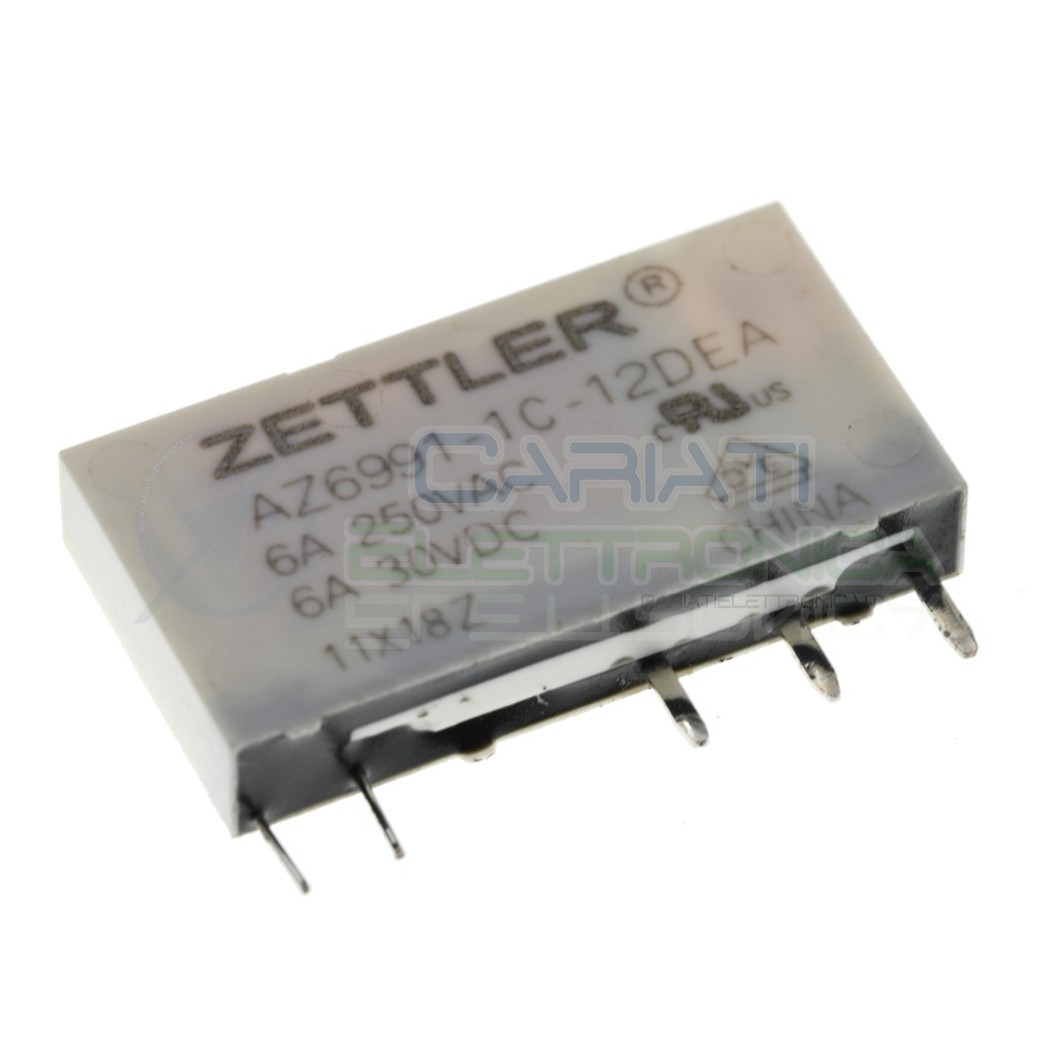 Relè singolo scambio Zettler AZ6991-1C-12DE bobina 12V Spdt 6A 250Vac 24Vdc Zettler