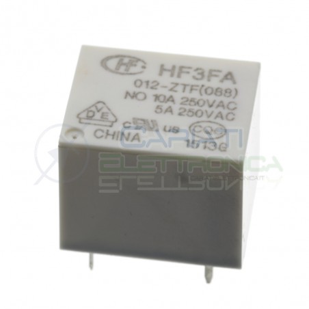 Relè Spdt Hongfa HF3FA-012-HST Bobina 12V Dc Uscita Corrente 10A Tensione 250Vac 30Vdc HONGFA RELAY