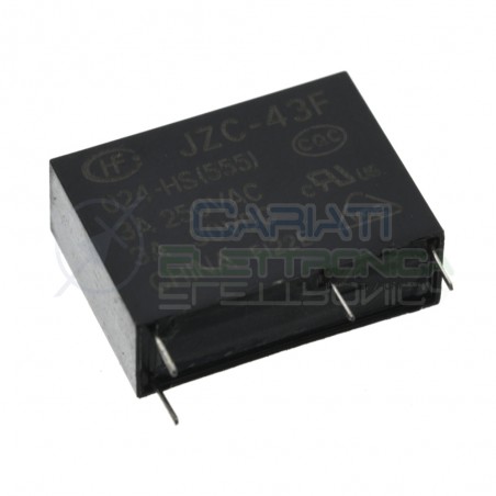 Relè Spst Hongfa JZC-43F-024-HS Bobina 24V Dc Uscita Corrente 3A Tensione 250Vac 30Vdc HONGFA RELAY