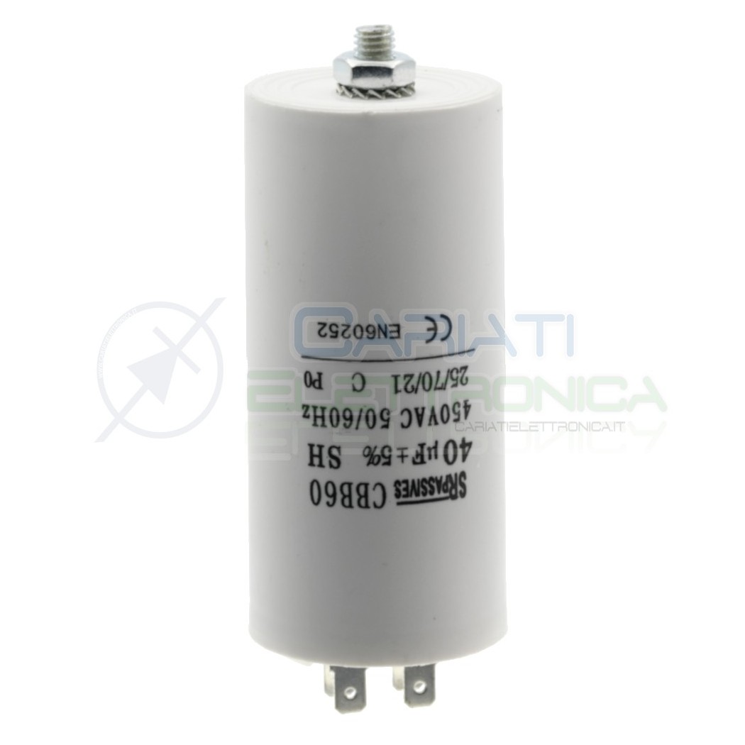 Condensatore elettrico 40 uF 40uF 450V Capacitore avvio motore pompa elettropompaSR Passive
