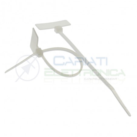 25 Pezzi Fascette 110x2,5mm Bianche con Targhetta Marcatore Generico