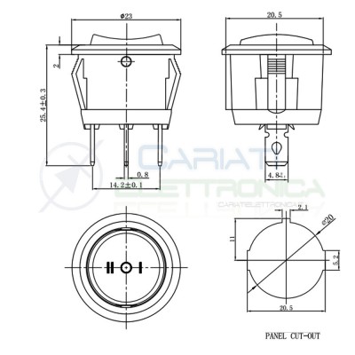 5 pezzi Interruttore deviatore Rocket ON OFF ON 3 PIN 250V 6A 20mm SPDT Generico
